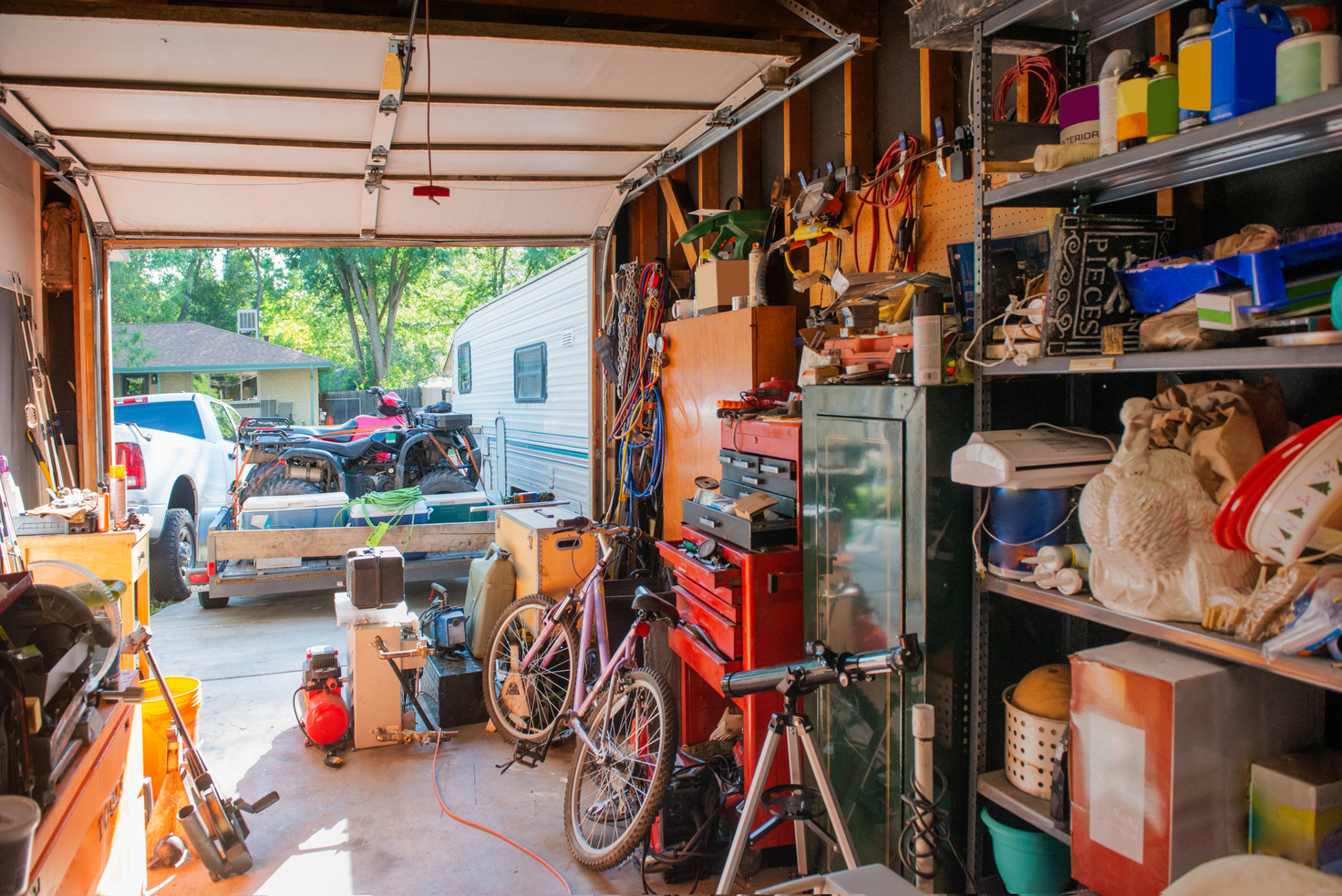 Cluttered Garage Home Storage Room in Denver Colorado